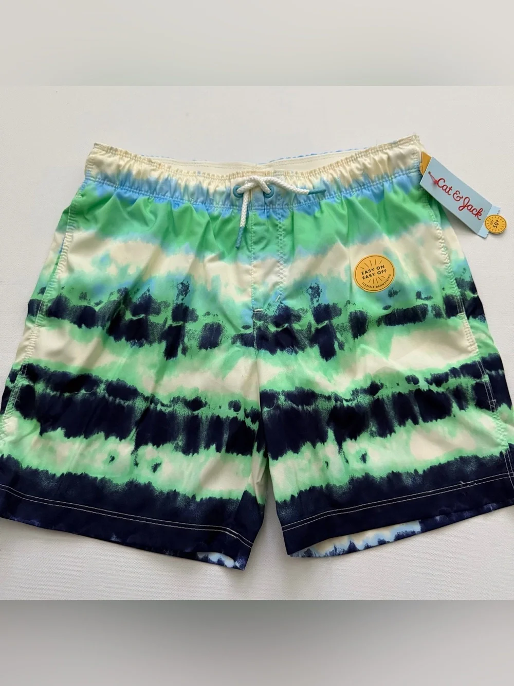 Cat & Jack Green Navy Tie-Dye Kids Swim Trunks Size M (8) HUSKY